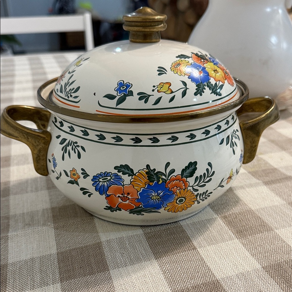 Vintage Floral Ceramic Soup Tureen with Lid